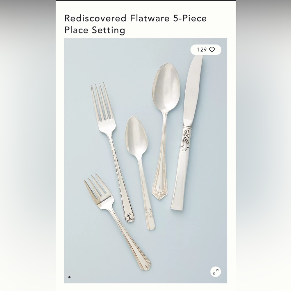 Anthropologie Rediscovered flatware 5pc setting